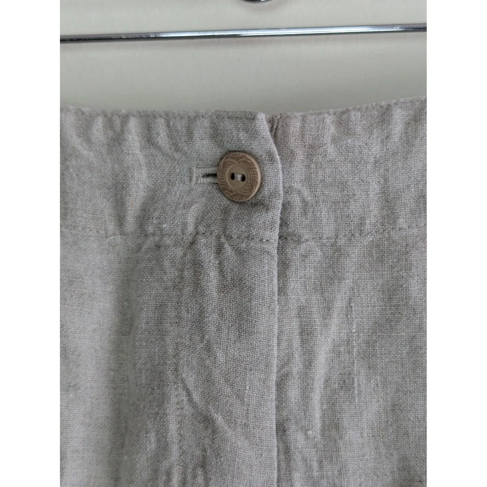 J. Jill Women 12 Oatmeal 100% Linen High‎ Rise Shorts Coastal Neutral Minimalist - Picture 3 of 7